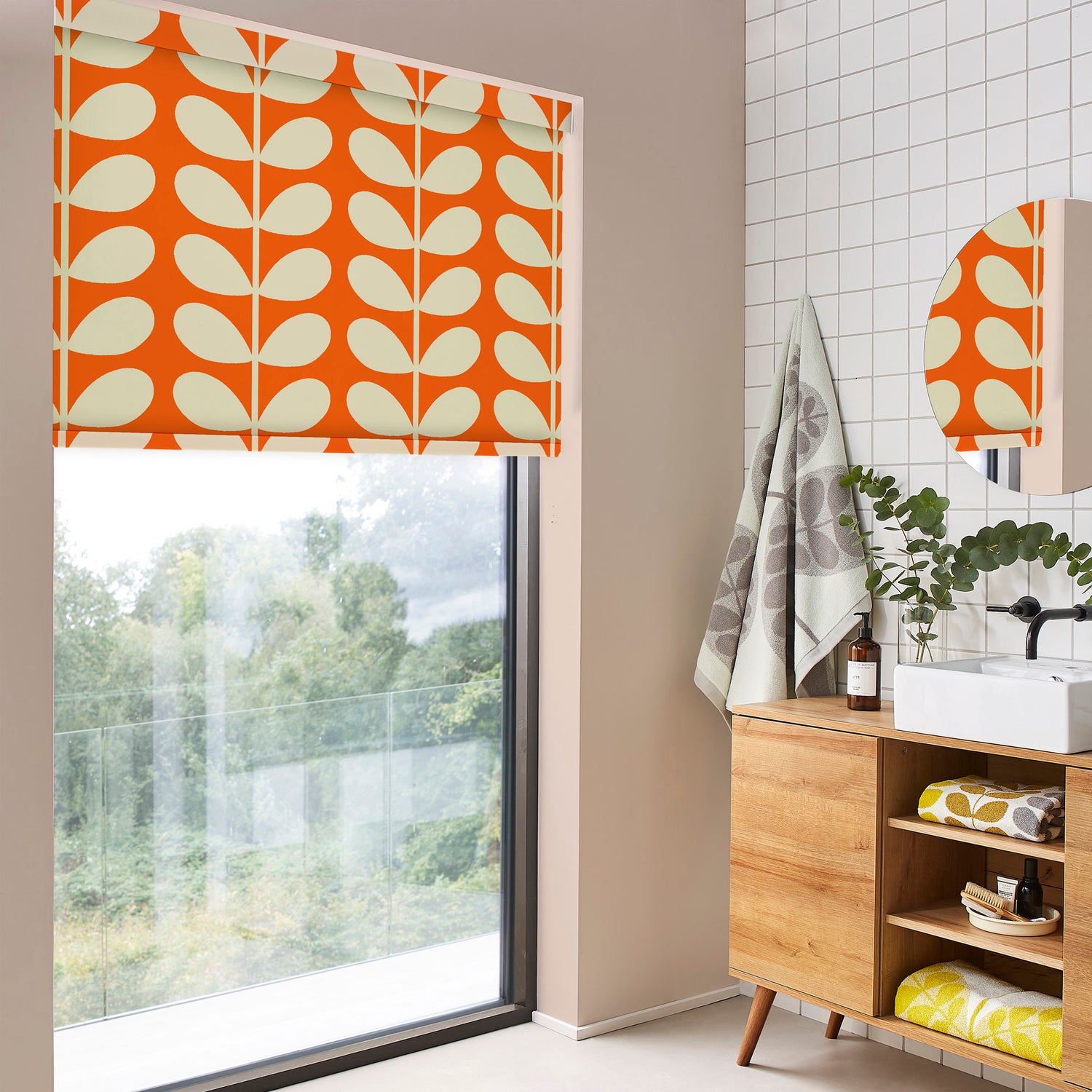 Orla Kiely Jumbo Solid Stem Translucent Made to Measure Roller Blind Tomato