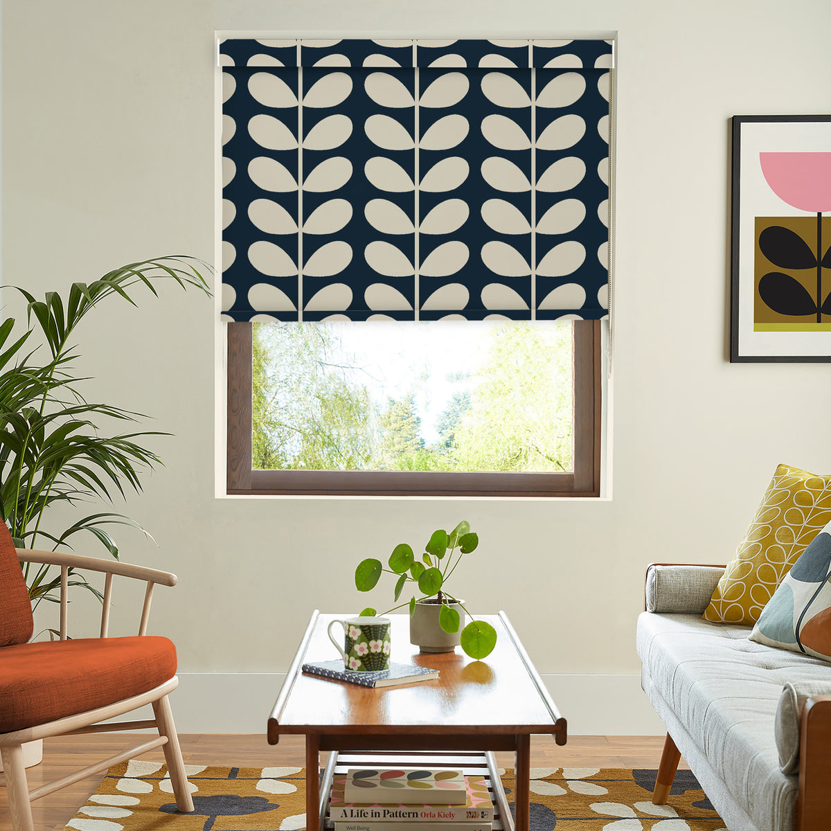 Orla Kiely Jumbo Solid Stem Translucent Made to Measure Roller Blind Whale