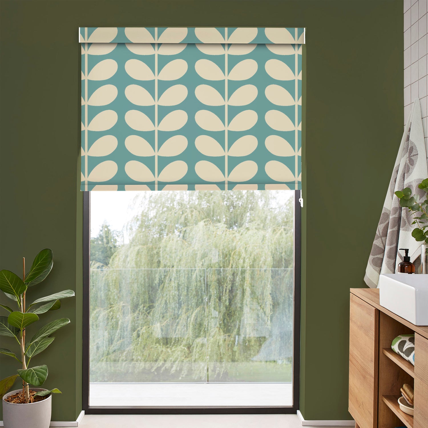Orla Kiely Jumbo Solid Stem Translucent Made to Measure Roller Blind Duckegg