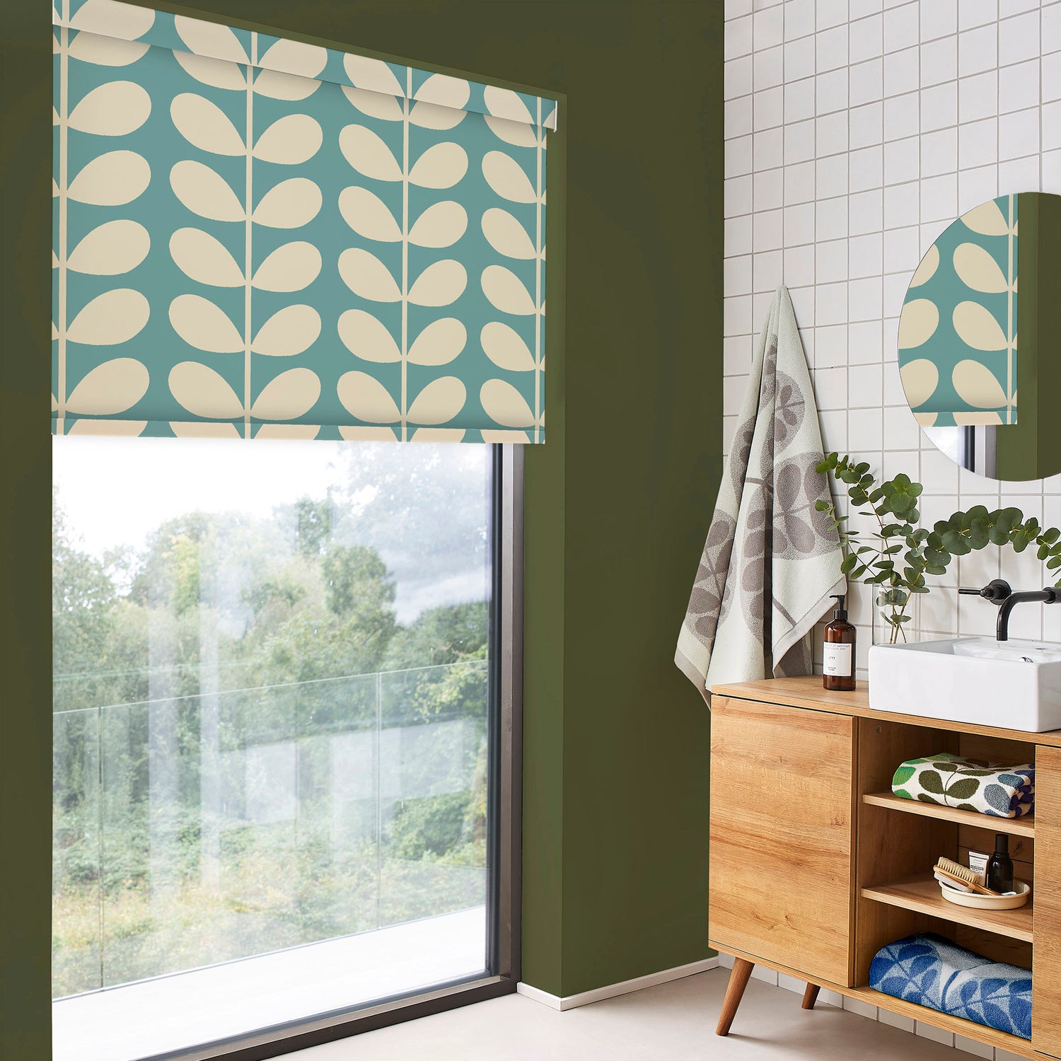 Orla Kiely Jumbo Solid Stem Translucent Made to Measure Roller Blind Duckegg