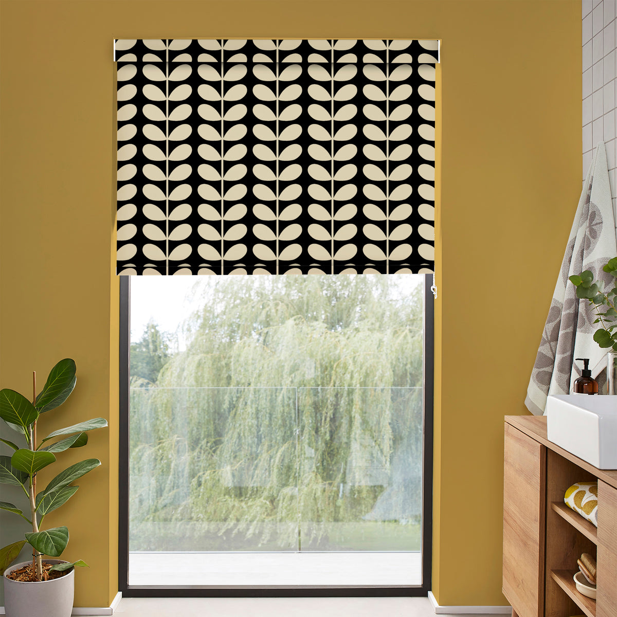 Orla Kiely Solid Stem Made to Measure Blackout Roller Blind Black