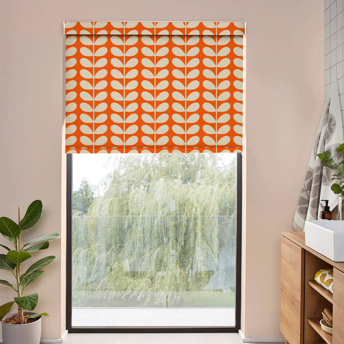 Orla Kiely Solid Stem Translucent Made to Measure Roller Blind Tomato