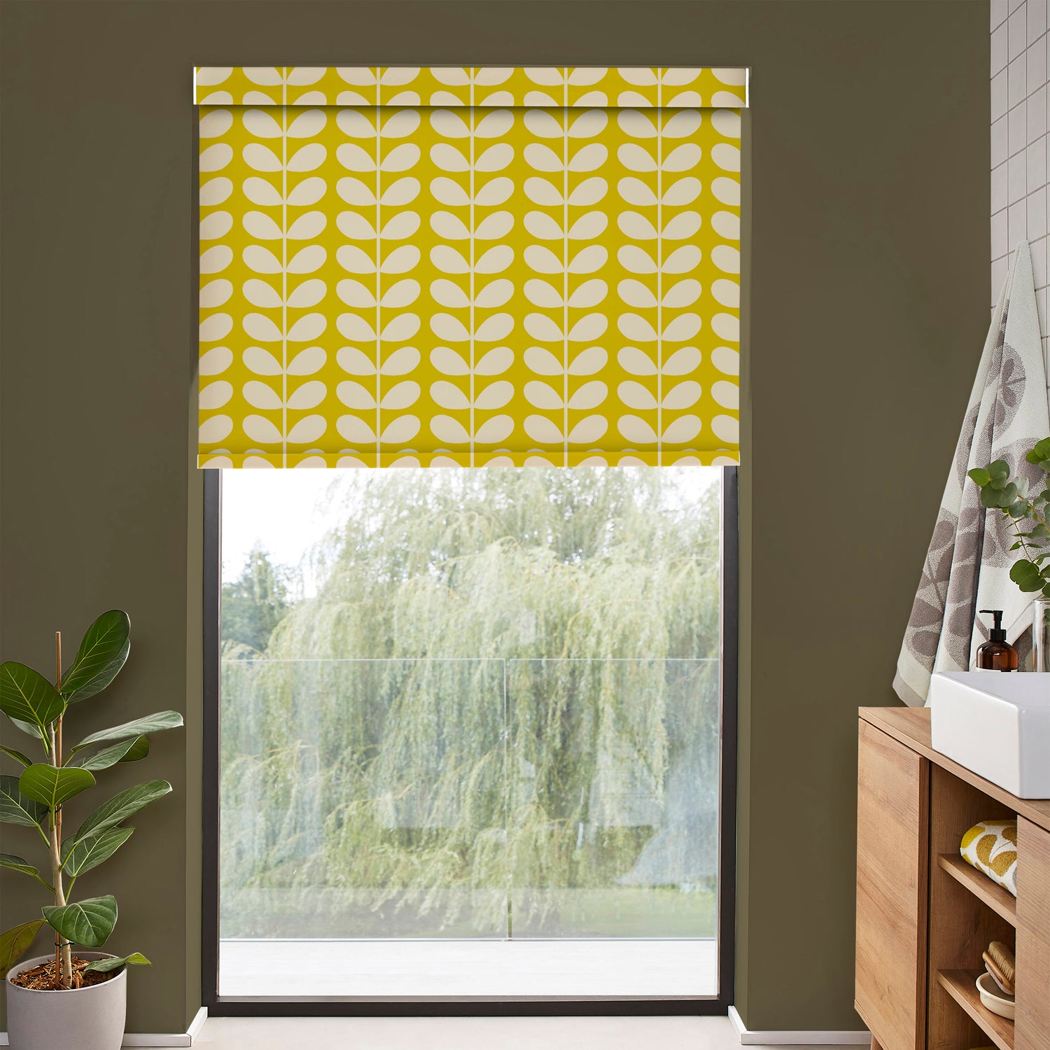 Orla Kiely Solid Stem Made to Measure Blackout Roller Blind Yellow