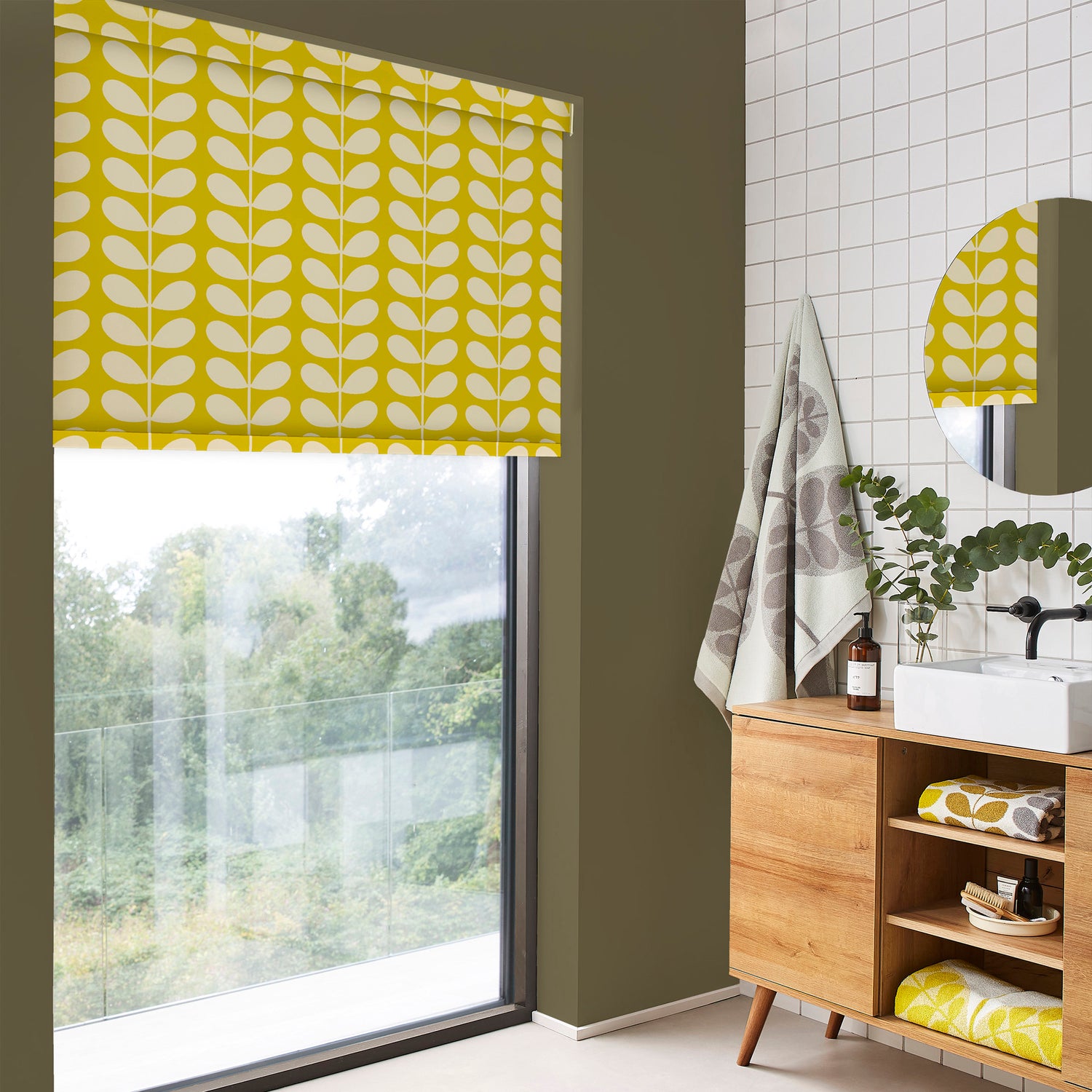 Orla Kiely Solid Stem Made to Measure Blackout Roller Blind Yellow