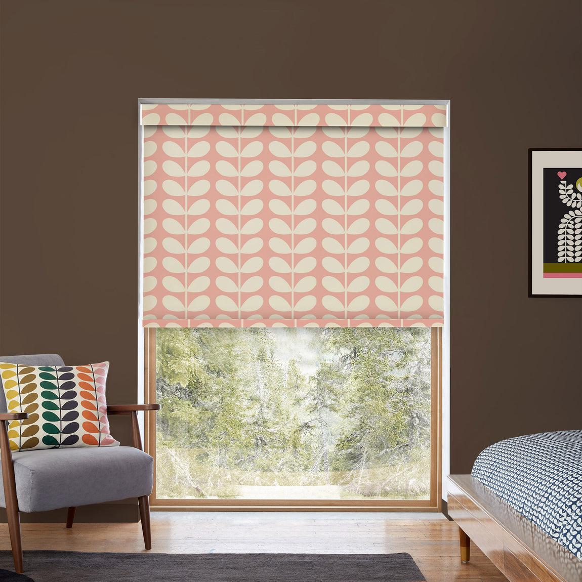 Orla Kiely Solid Stem Translucent Made to Measure Roller Blind Pink