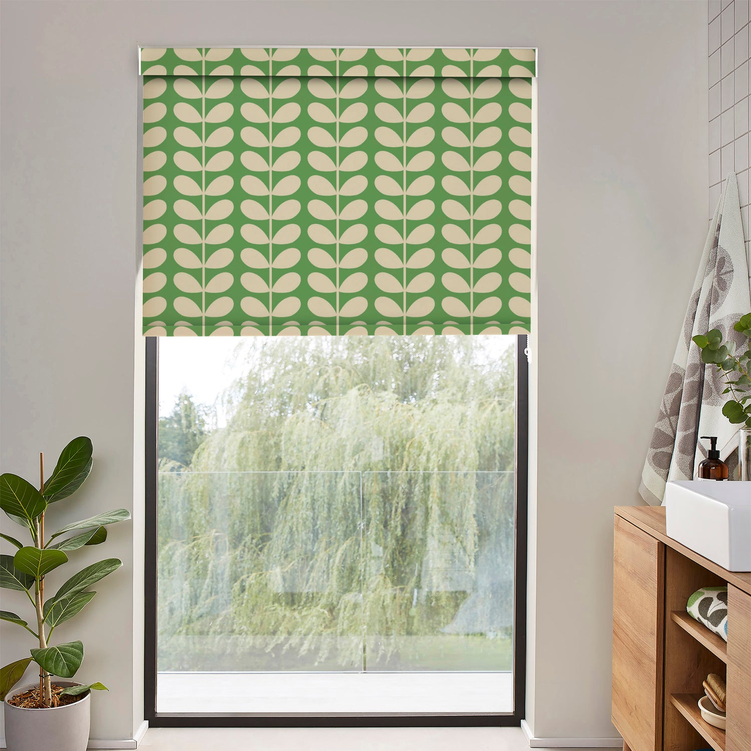Orla Kiely Solid Stem Made to Measure Blackout Roller Blind Green