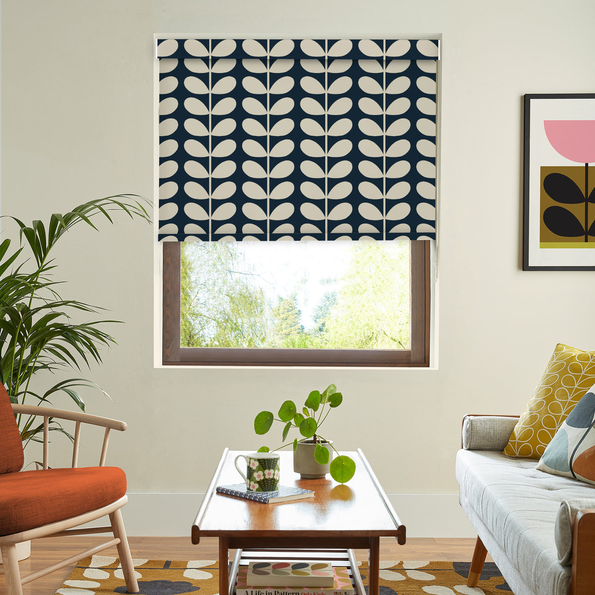 Orla Kiely Solid Stem Made to Measure Blackout Roller Blind Whale