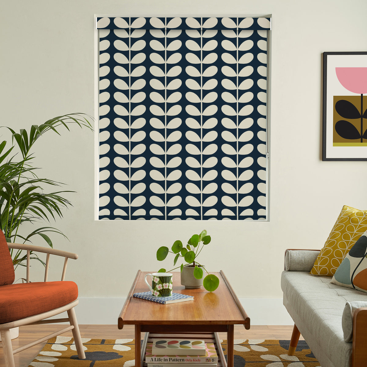 Orla Kiely Solid Stem Made to Measure Blackout Roller Blind Whale