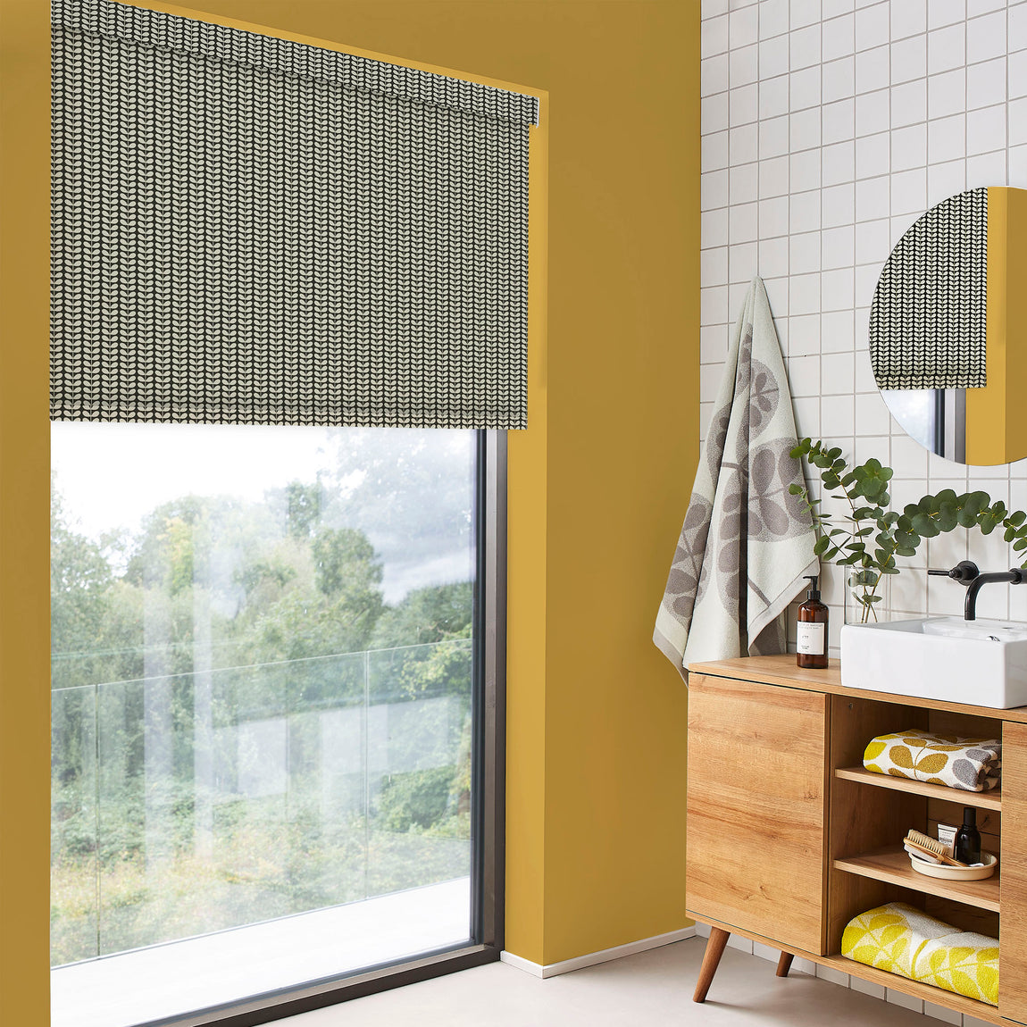 Orla Kiely Tiny Stem Made to Measure Blackout Roller Blind Black