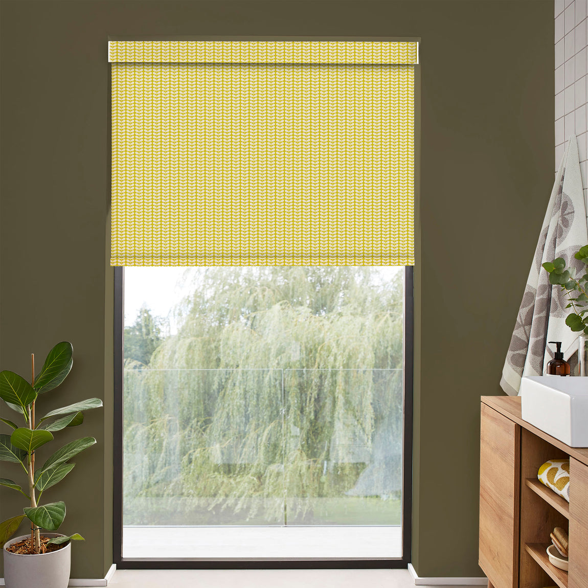 Orla Kiely Tiny Stem Made to Measure Blackout Roller Blind Yellow