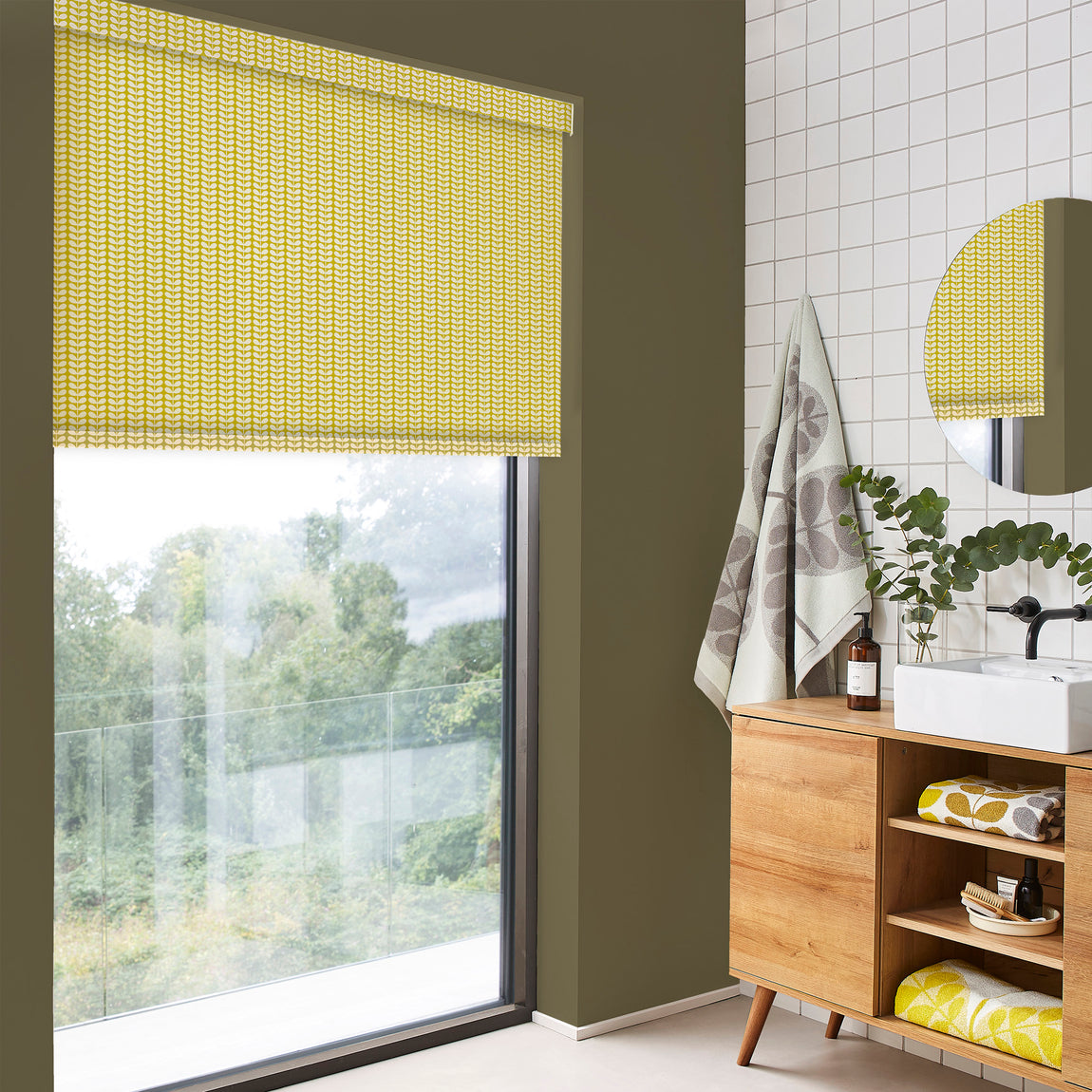 Orla Kiely Tiny Stem Made to Measure Blackout Roller Blind Yellow