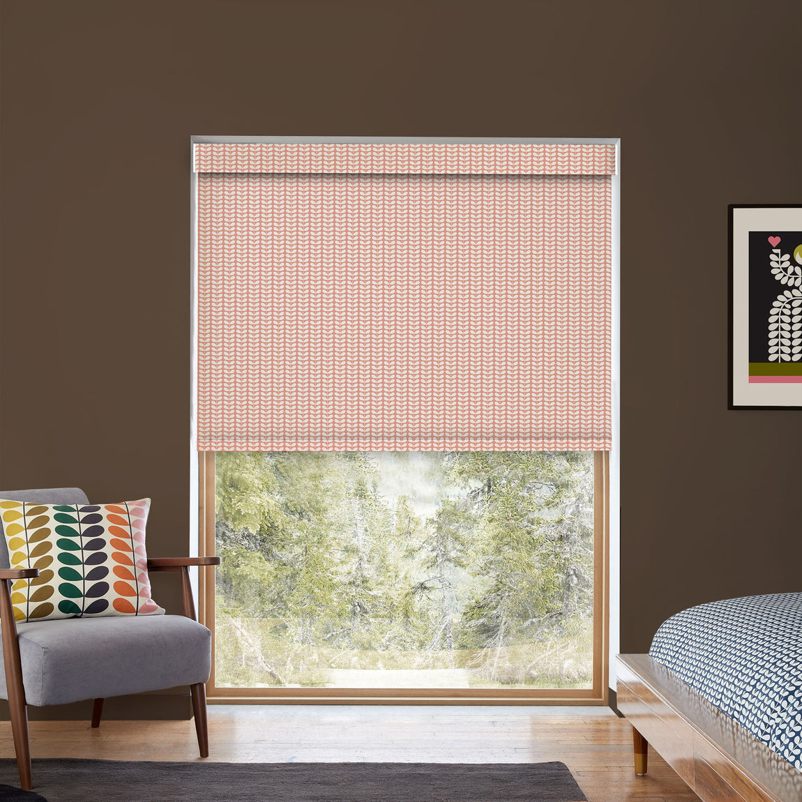 Orla Kiely Tiny Stem Translucent Made to Measure Roller Blind Pink