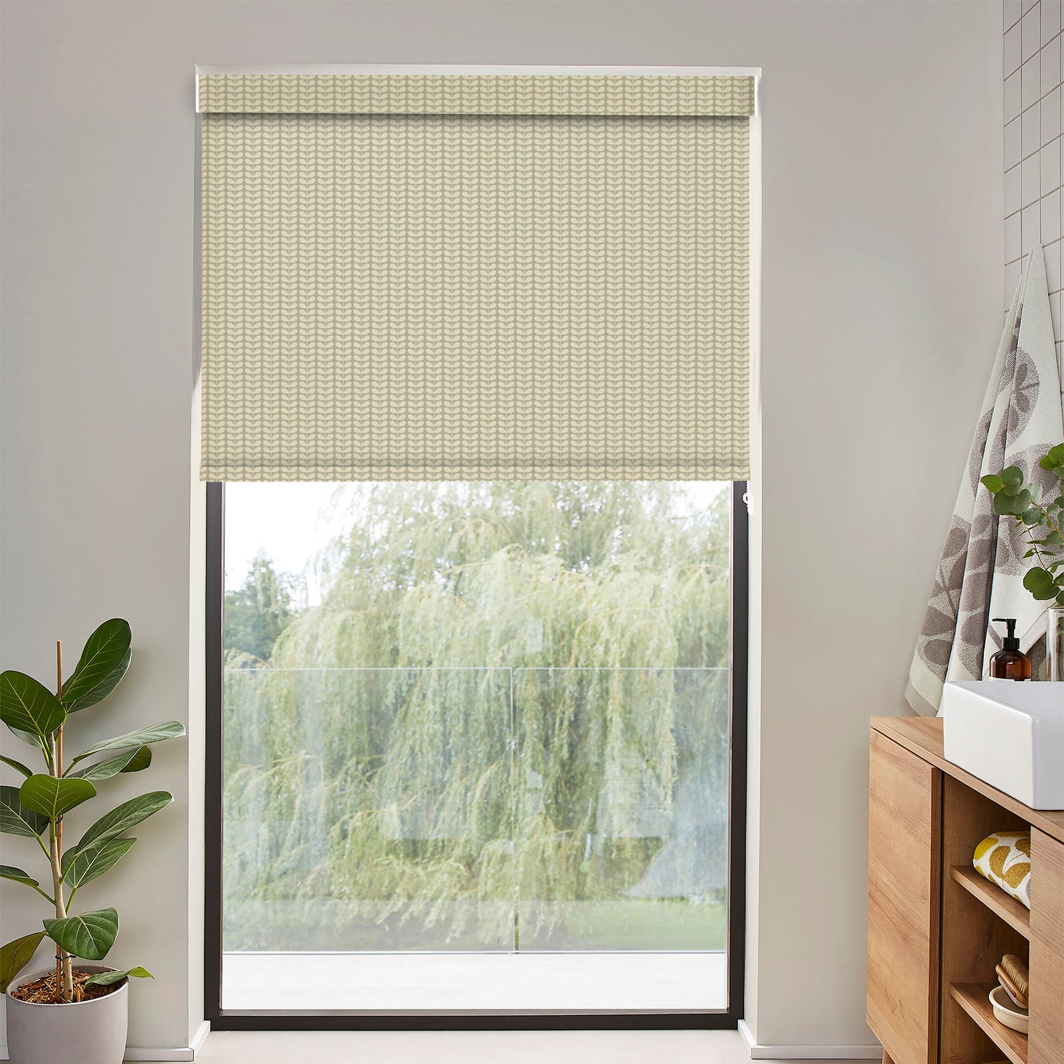 Orla Kiely Tiny Stem Made to Measure Blackout Roller Blind Pebble