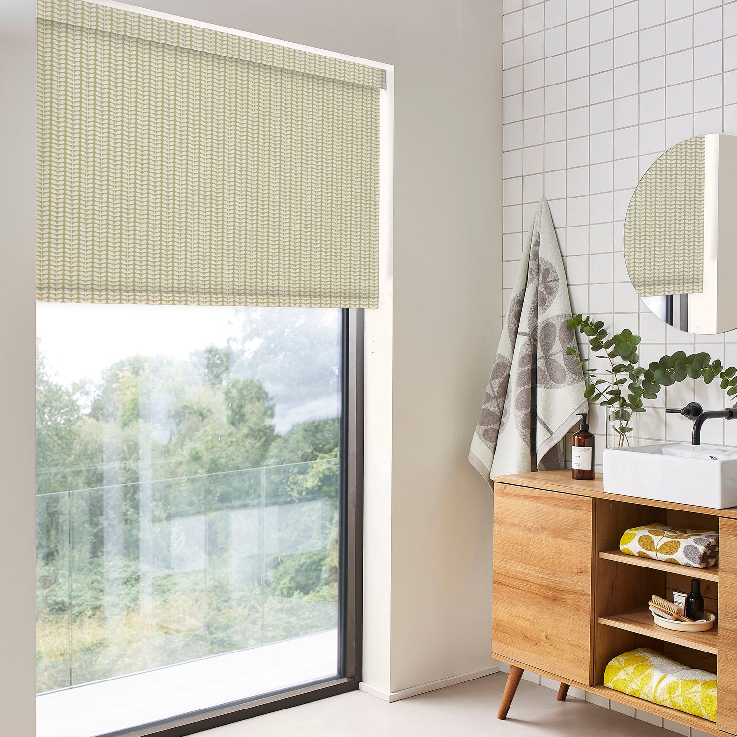 Orla Kiely Tiny Stem Made to Measure Blackout Roller Blind Pebble