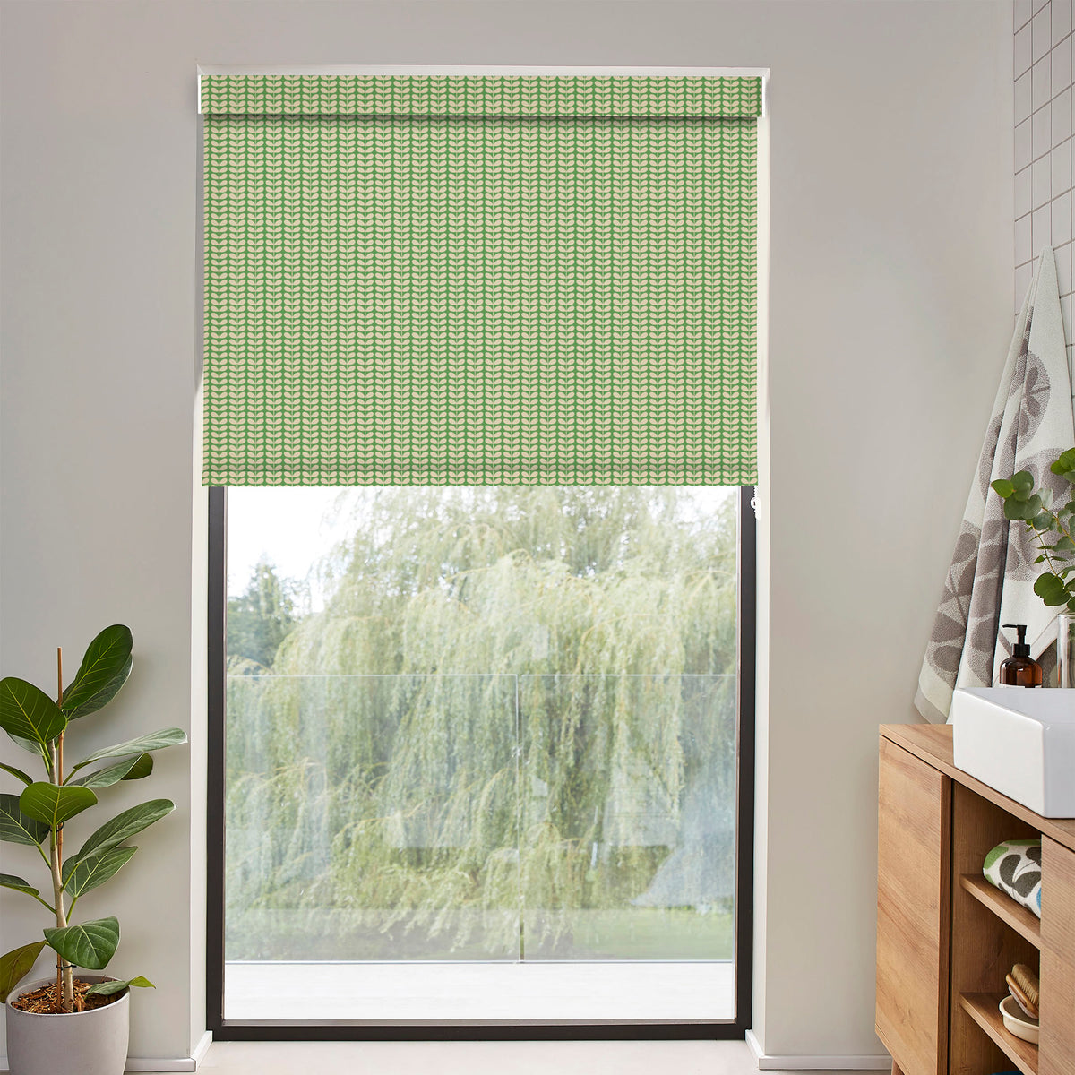 Orla Kiely Tiny Stem Made to Measure Blackout Roller Blind Green