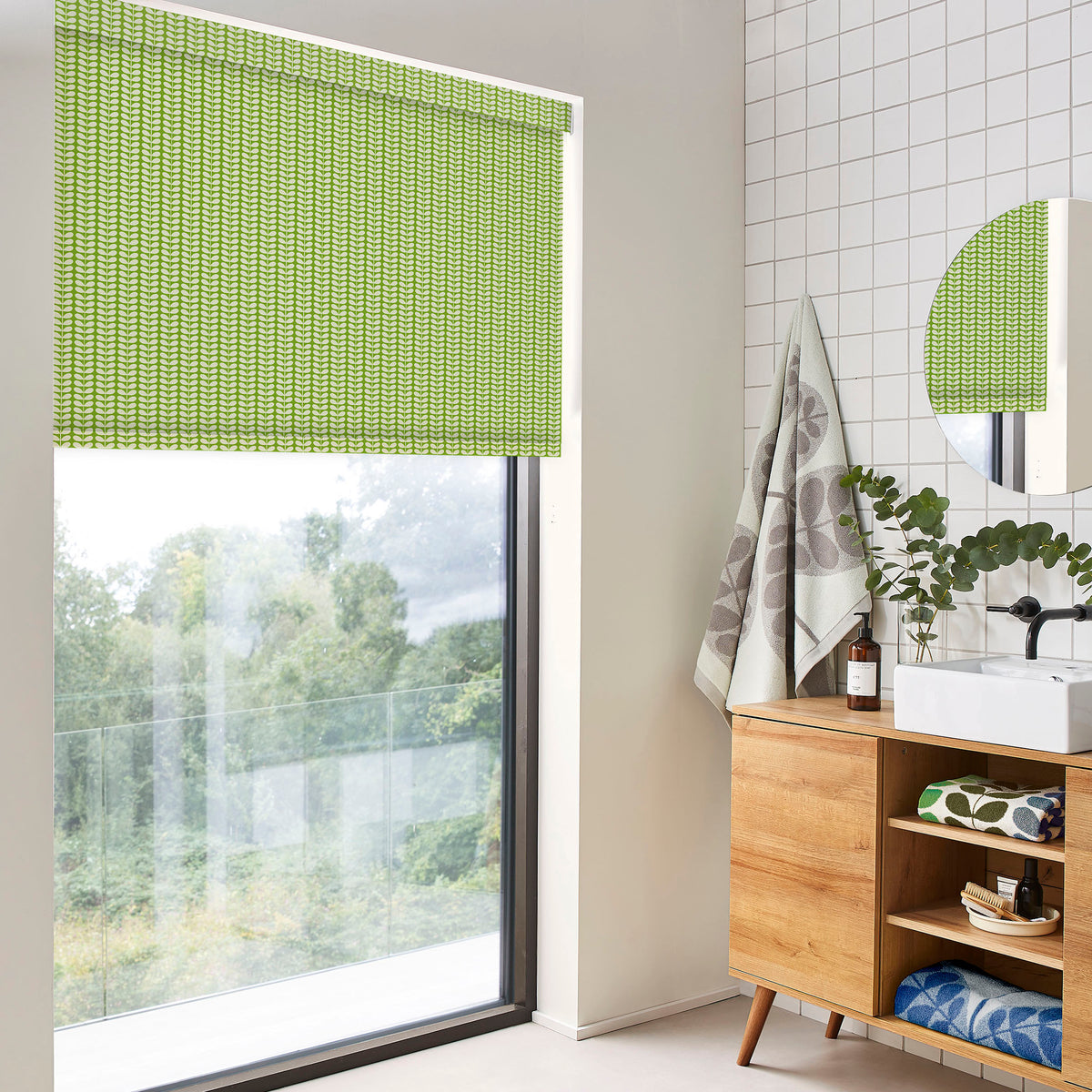 Orla Kiely Tiny Stem Made to Measure Blackout Roller Blind Green