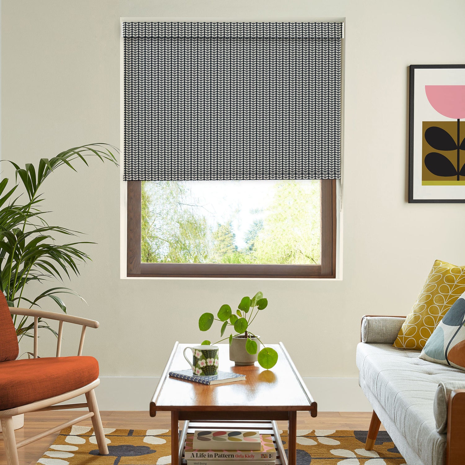 Orla Kiely Tiny Stem Made to Measure Blackout Roller Blind Whale