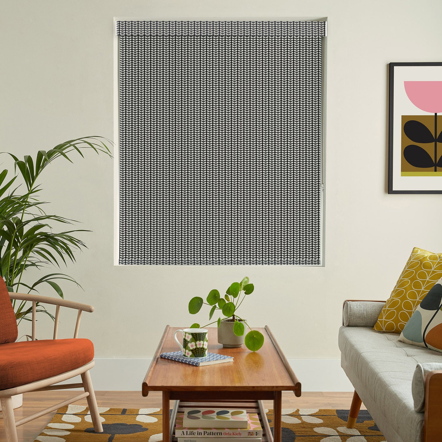 Orla Kiely Tiny Stem Made to Measure Blackout Roller Blind Whale