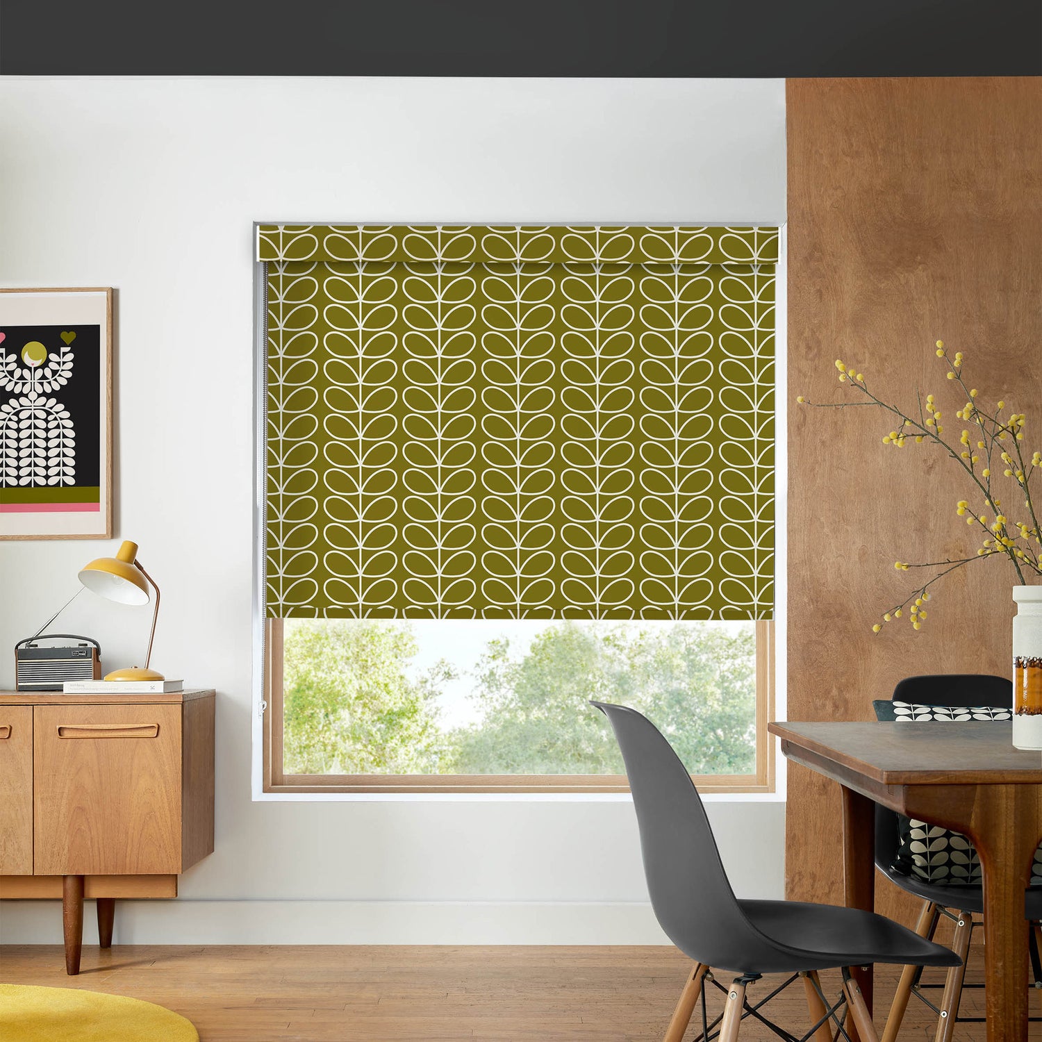 Orla Kiely Linear Stem Made to Measure Blackout Roller Blind Seagrass