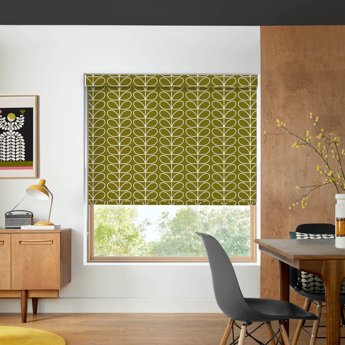 Orla Kiely Linear Stem Made to Measure Blackout Roller Blind Seagrass