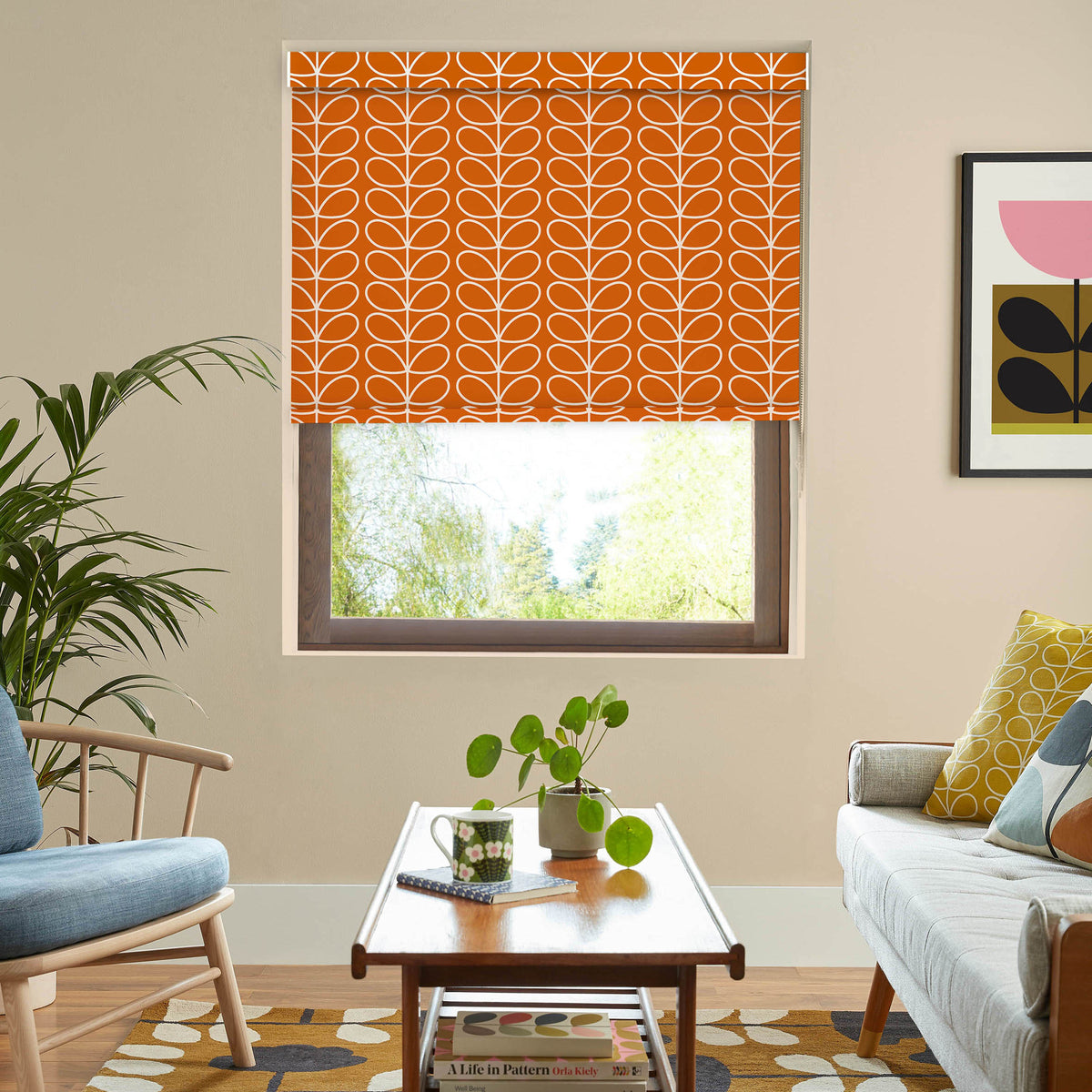 Orla Kiely Linear Stem Translucent Made to Measure Roller Blind Persimmon