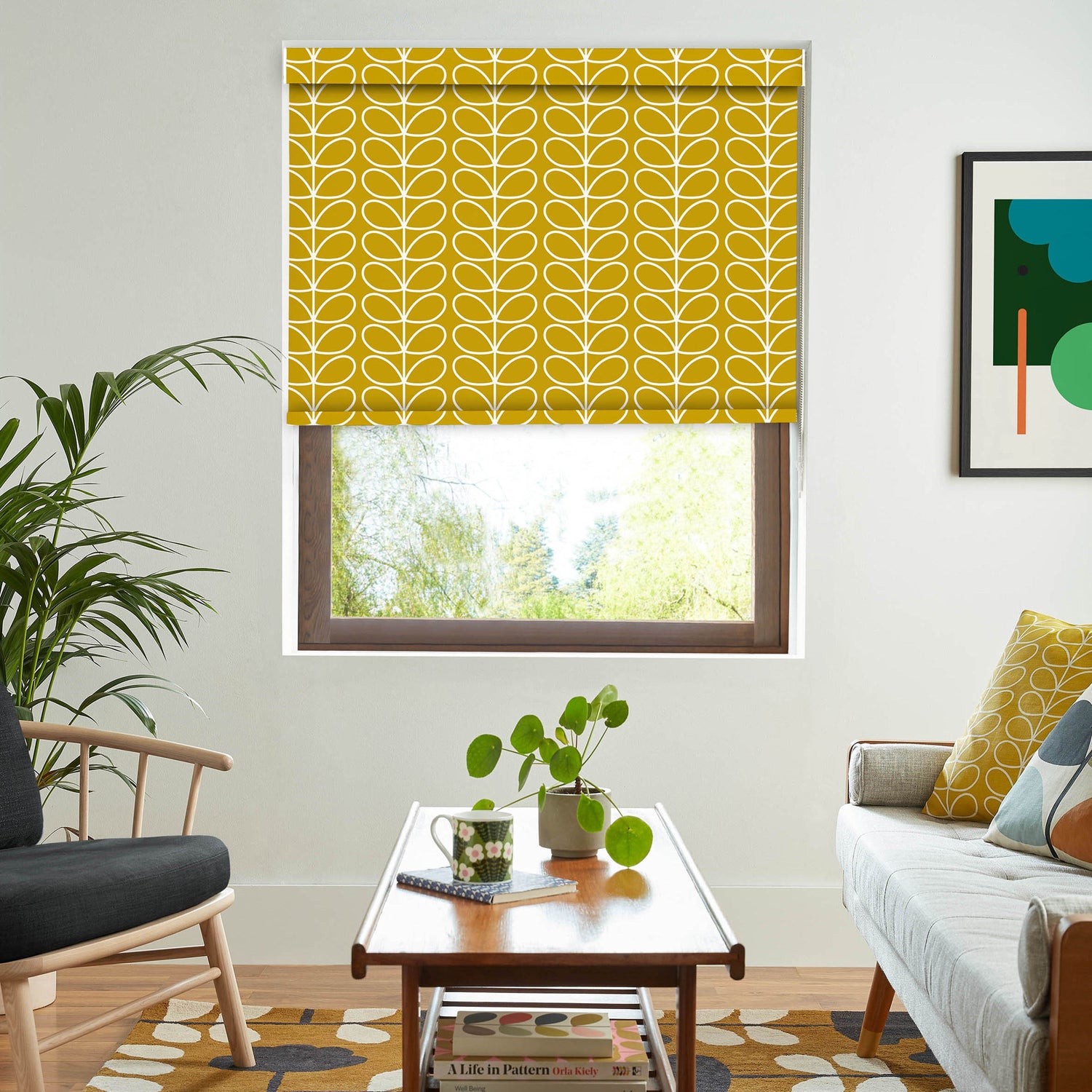 Orla Kiely Linear Stem Made to Measure Blackout Roller Blind Sunflower