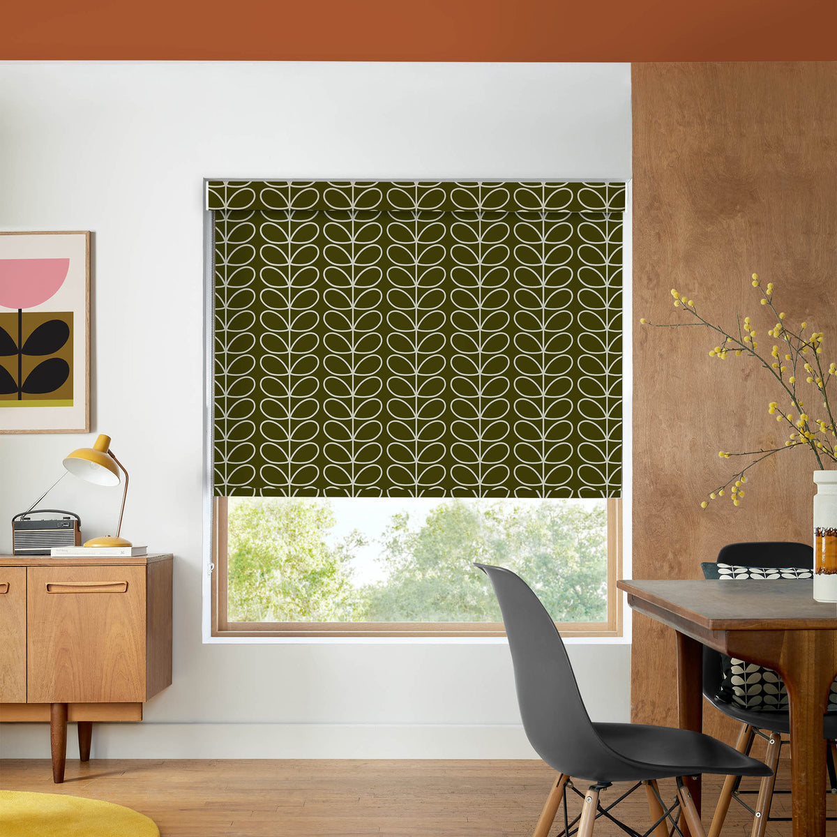 Orla Kiely Linear Stem Made to Measure Blackout Roller Blind Kelp