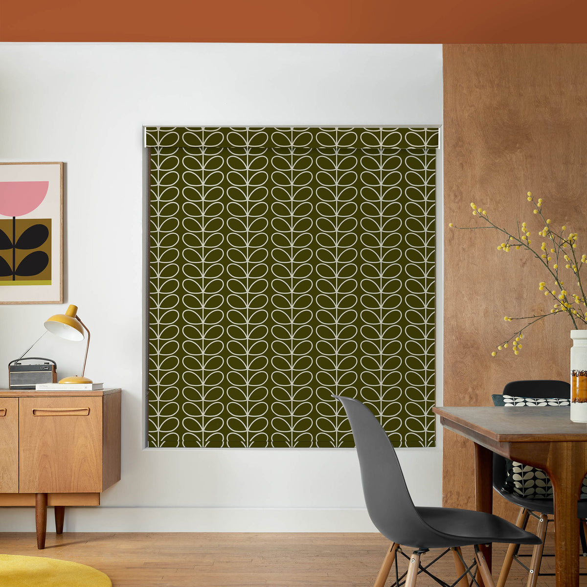 Orla Kiely Linear Stem Made to Measure Blackout Roller Blind Kelp