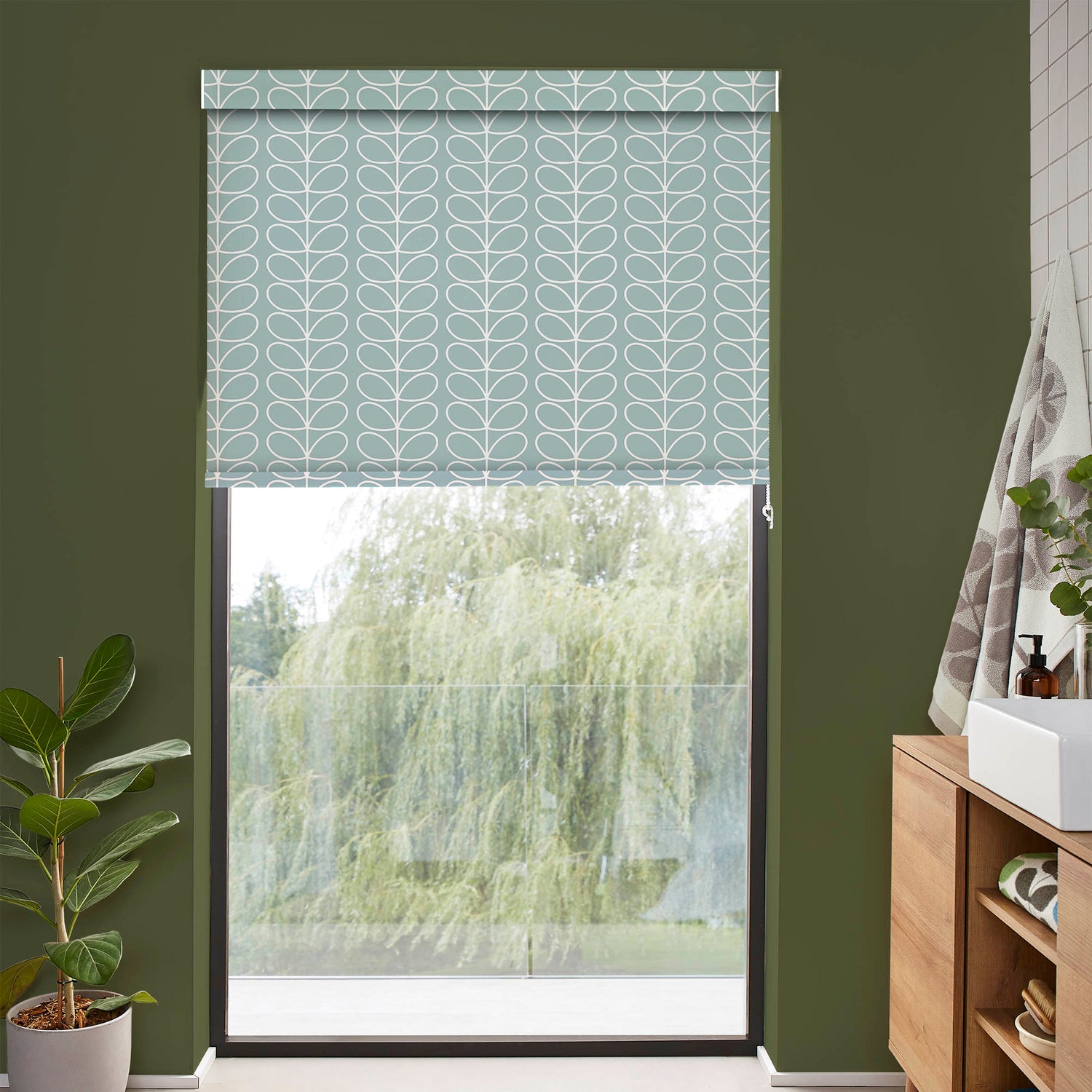 Orla Kiely Linear Stem Translucent Made to Measure Roller Blind Aqua