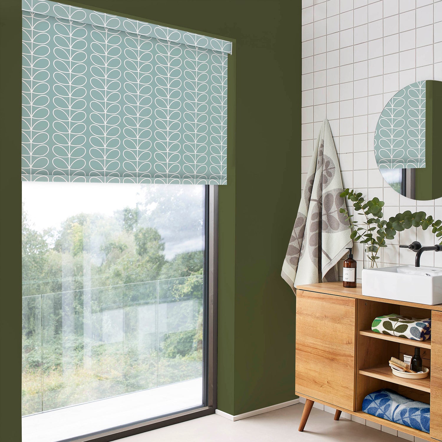 Orla Kiely Linear Stem Translucent Made to Measure Roller Blind Aqua
