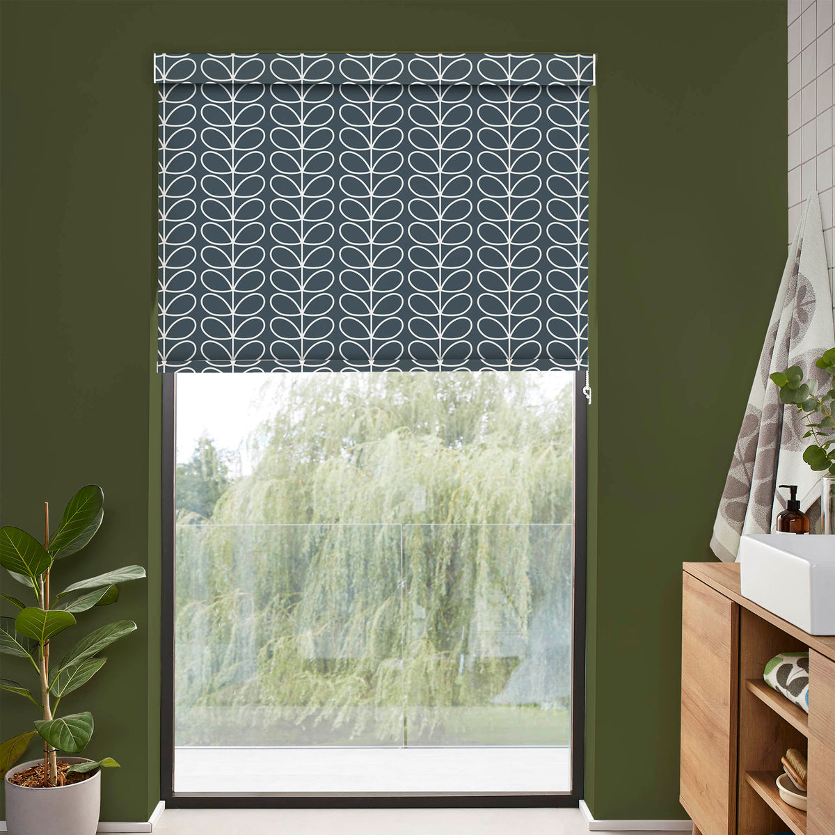 Orla Kiely Linear Stem Made to Measure Blackout Roller Blind Marine