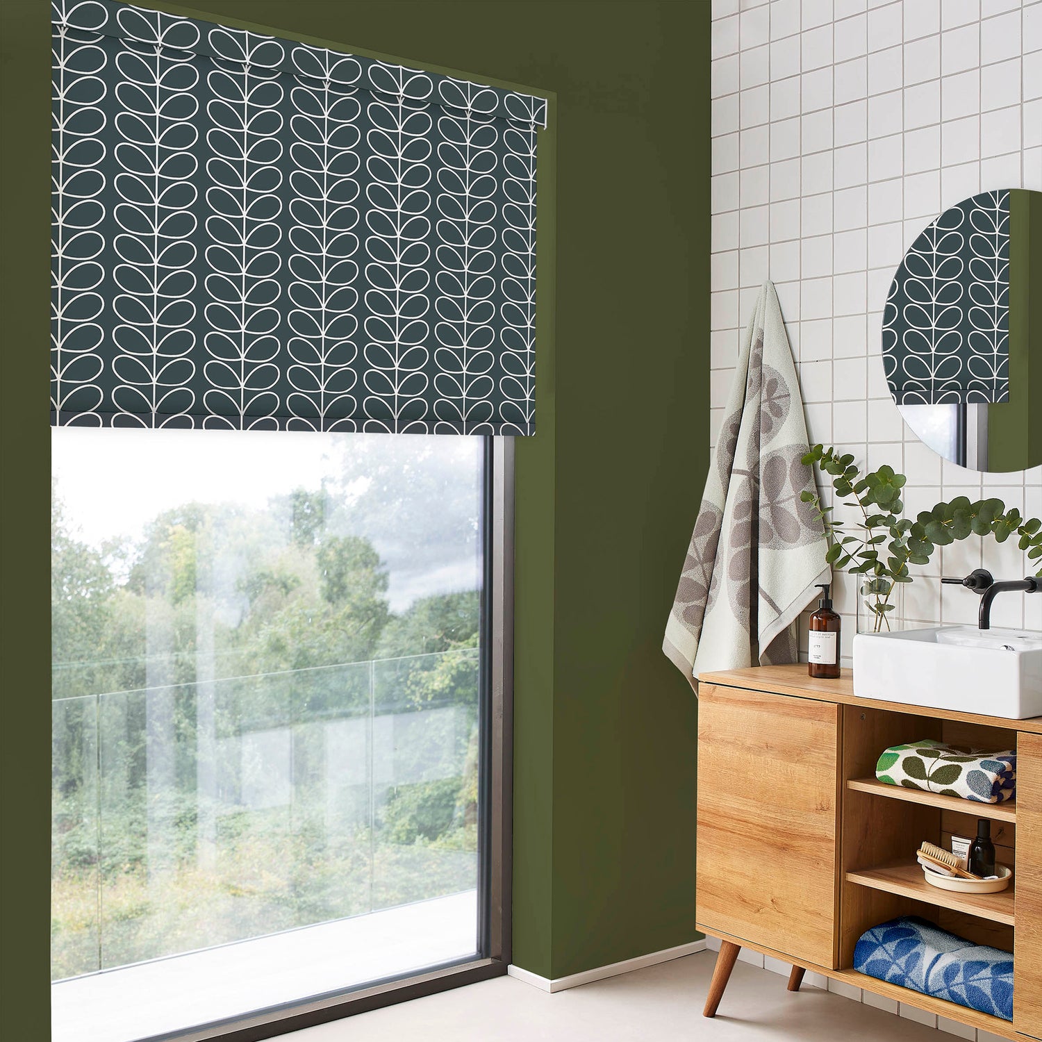 Orla Kiely Linear Stem Made to Measure Blackout Roller Blind Marine