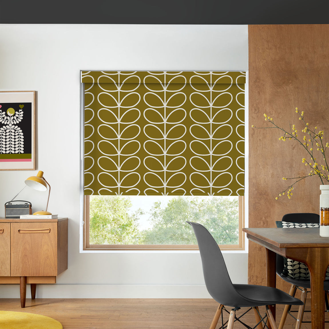 Orla Kiely Jumbo Linear Stem Translucent Made to Measure Roller Blind Seagrass