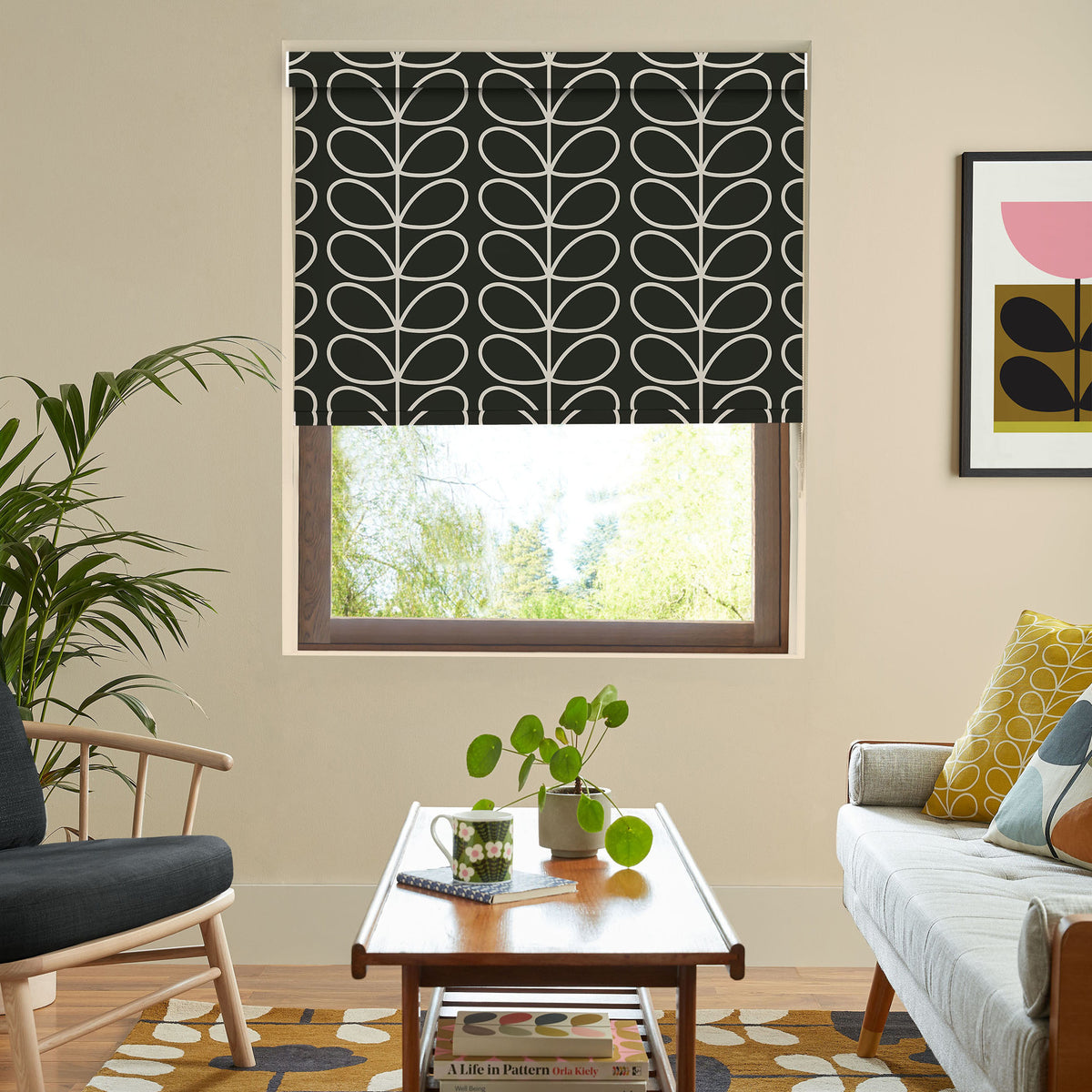 Orla Kiely Jumbo Linear Stem Translucent Made to Measure Roller Blind Liquorice