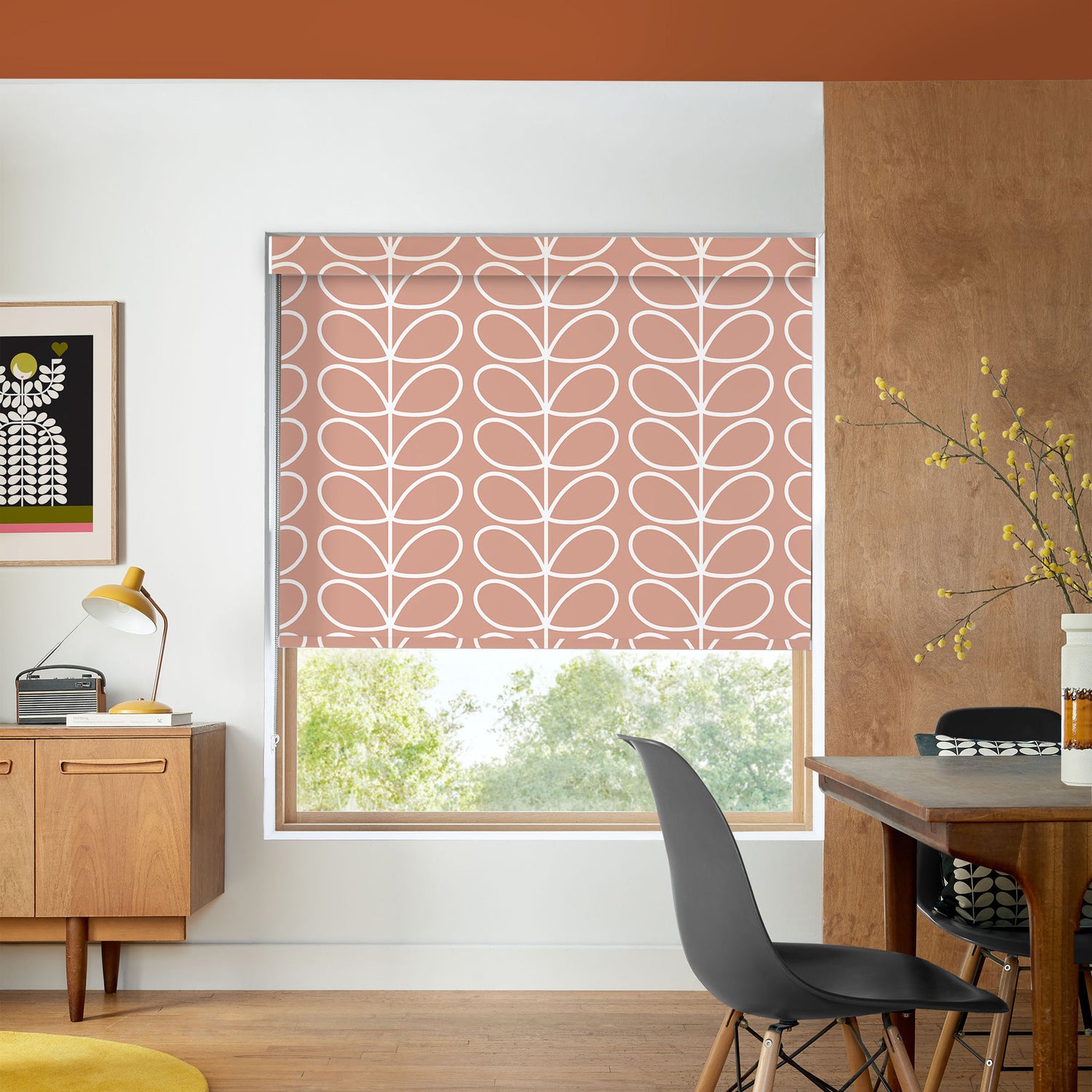 Orla Kiely Jumbo Linear Stem Made to Measure Blackout Roller Blind Bubblegum