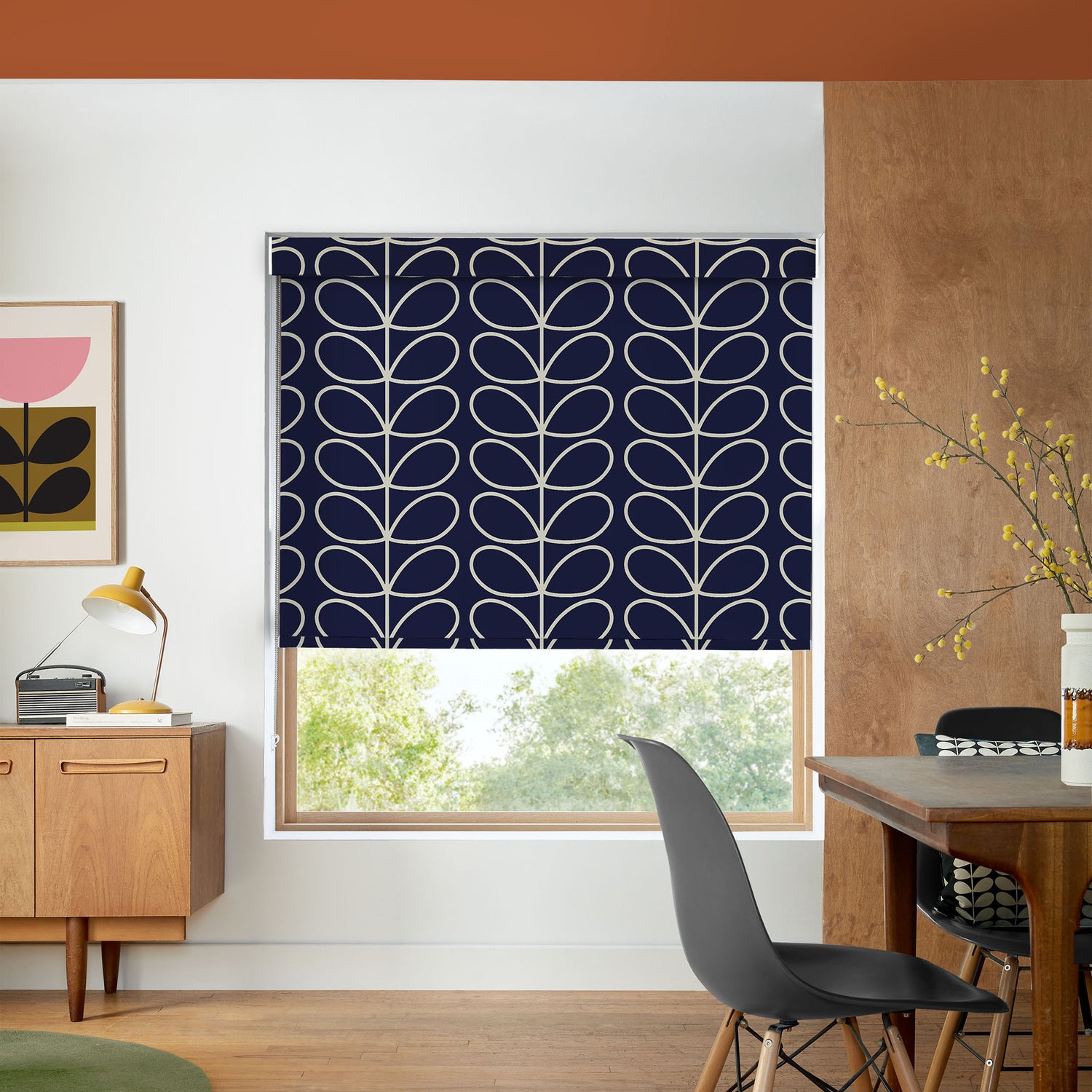 Orla Kiely Jumbo Linear Stem Made to Measure Blackout Roller Blind Whale