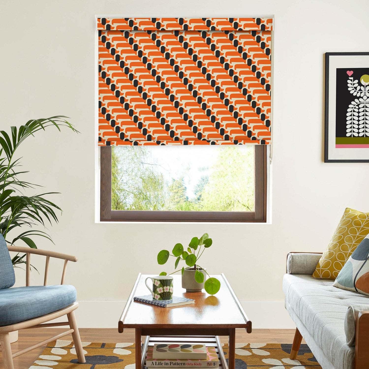 Orla Kiely Dog Show Translucent Made to Measure Roller Blind Persimmon