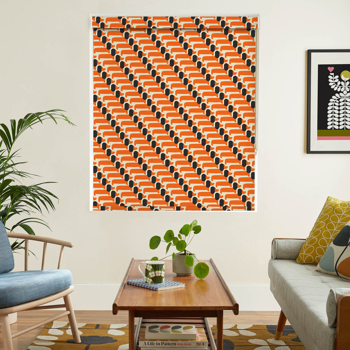 Orla Kiely Dog Show Translucent Made to Measure Roller Blind Persimmon