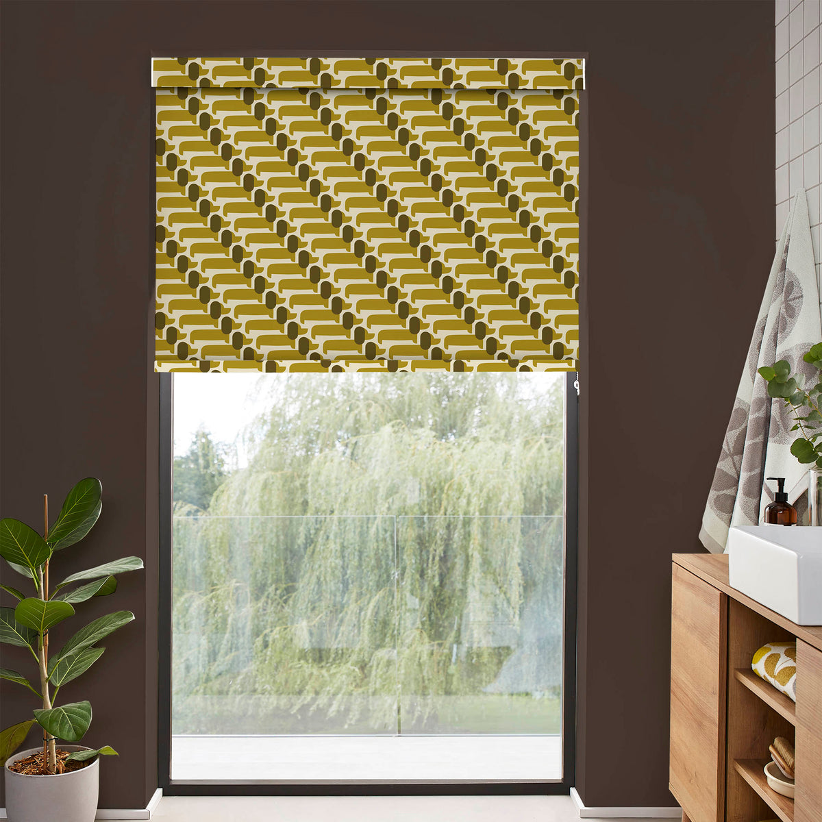 Orla Kiely Dog Show Made to Measure Blackout Roller Blind Yellow