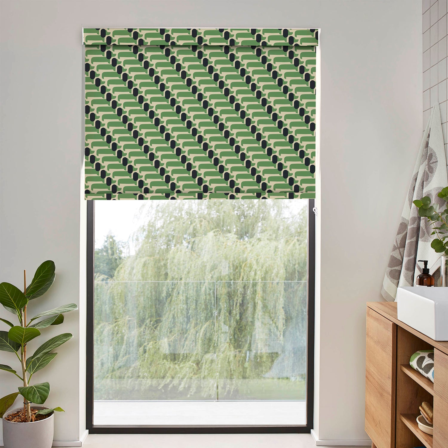 Orla Kiely Dog Show Translucent Made to Measure Roller Blind Green