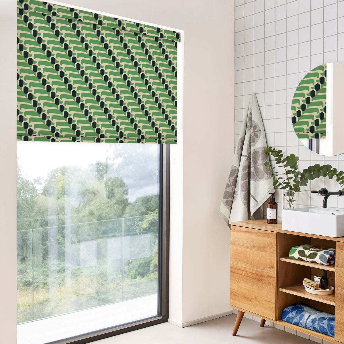 Orla Kiely Dog Show Translucent Made to Measure Roller Blind Green