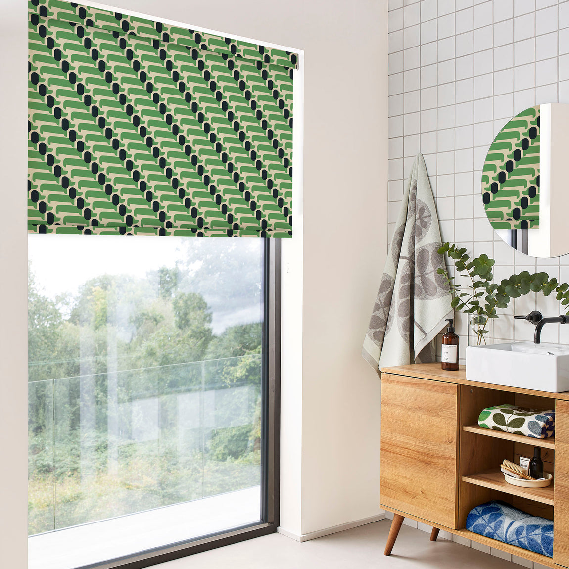 Orla Kiely Dog Show Translucent Made to Measure Roller Blind Green