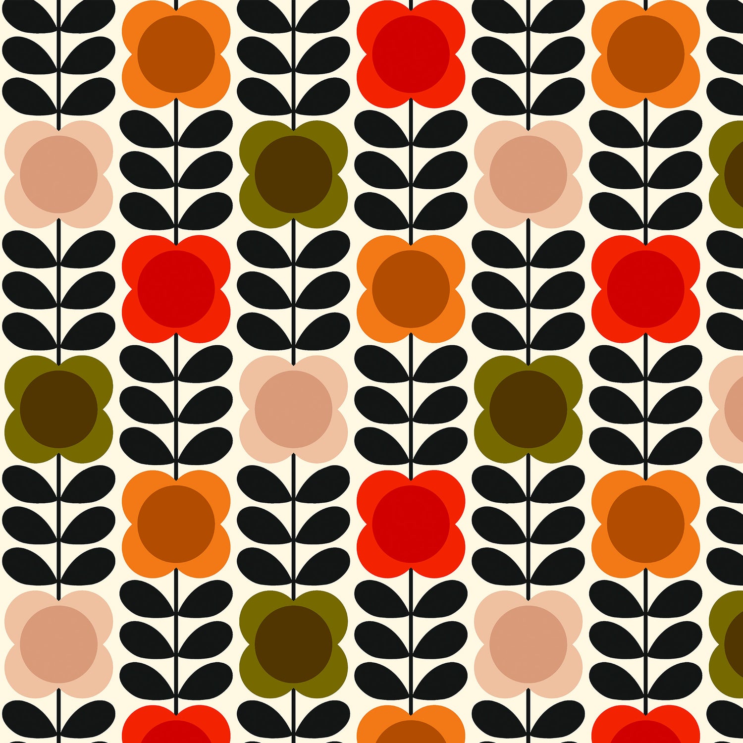 Orla Kiely Spot Flower Stem Made to Measure Blackout Roller Blind Tomato Pink