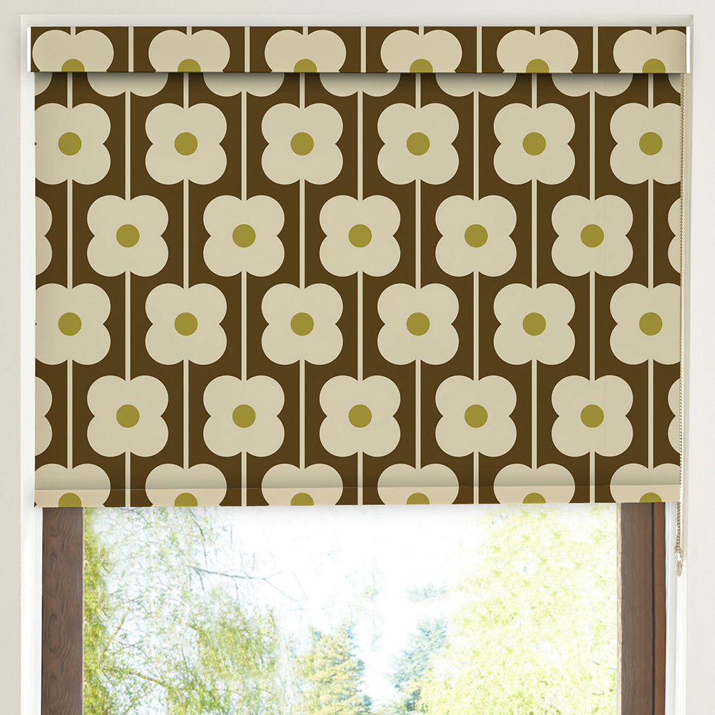 Orla Kiely Abacus Flower Blackout Made To Measure Roller Blind Conker