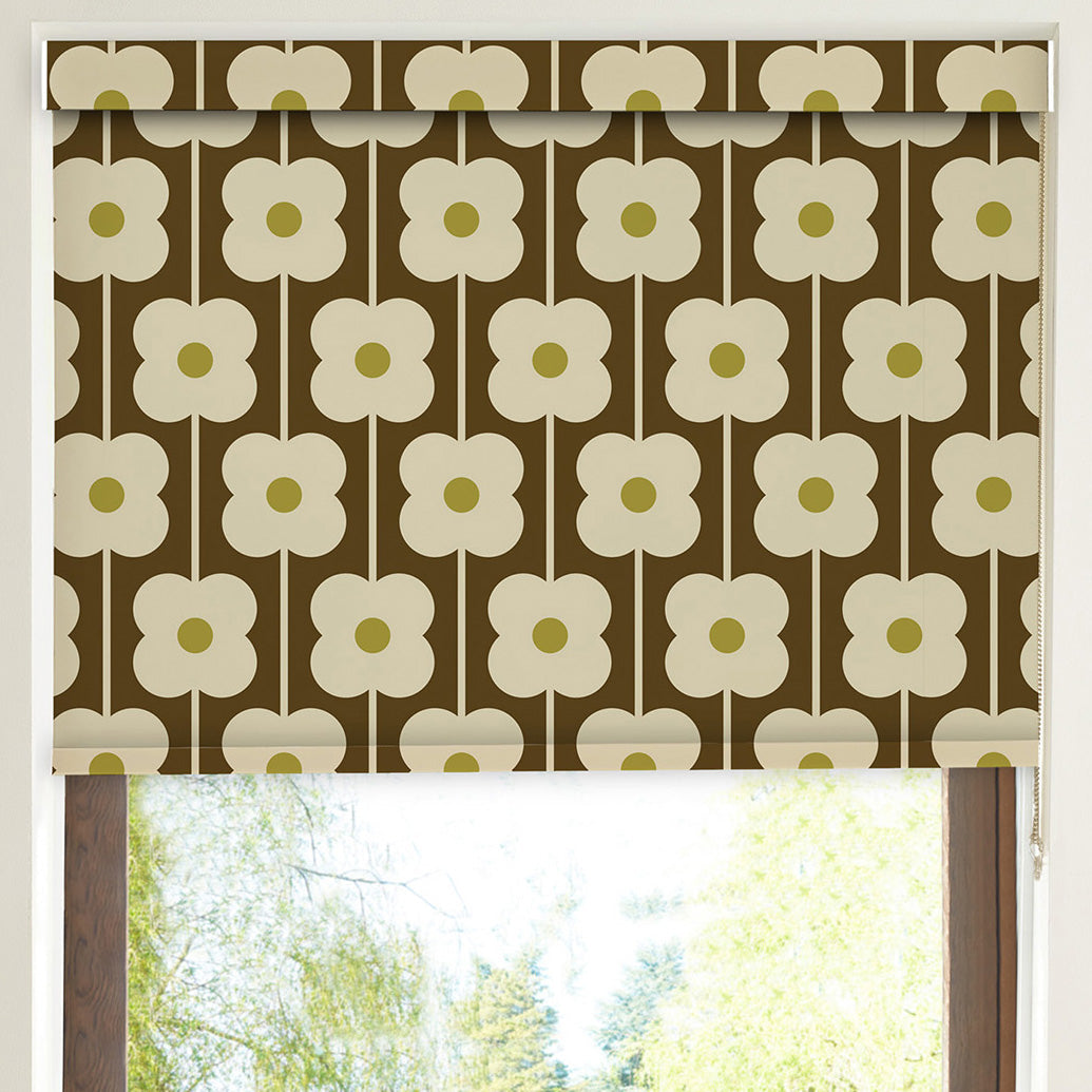 Orla Kiely Abacus Flower Translucent Made To Measure Roller Blind Conker