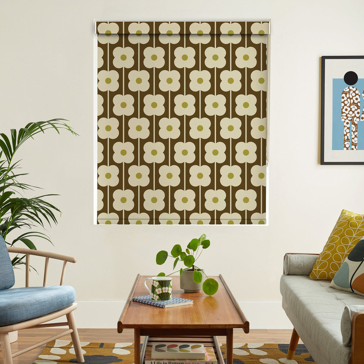 Orla Kiely Abacus Flower Translucent Made To Measure Roller Blind Conker
