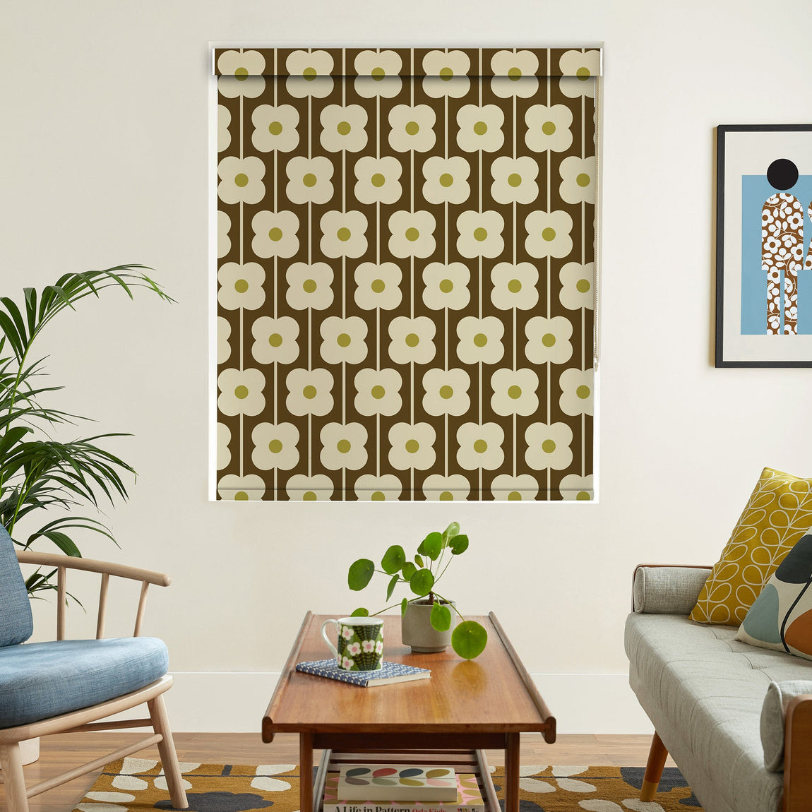 Orla Kiely Abacus Flower Translucent Made To Measure Roller Blind Conker