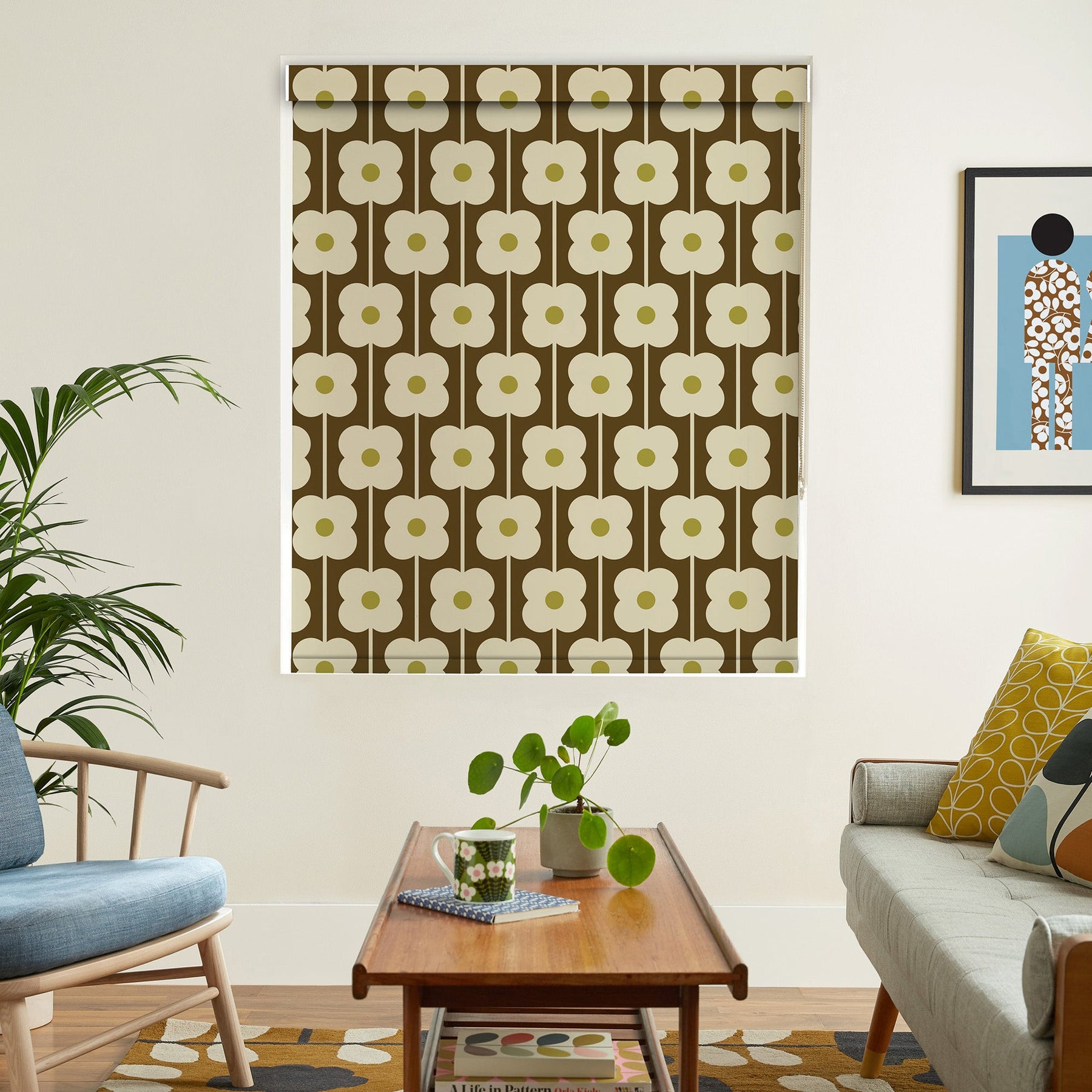 Orla Kiely Abacus Flower Translucent Made To Measure Roller Blind Conker