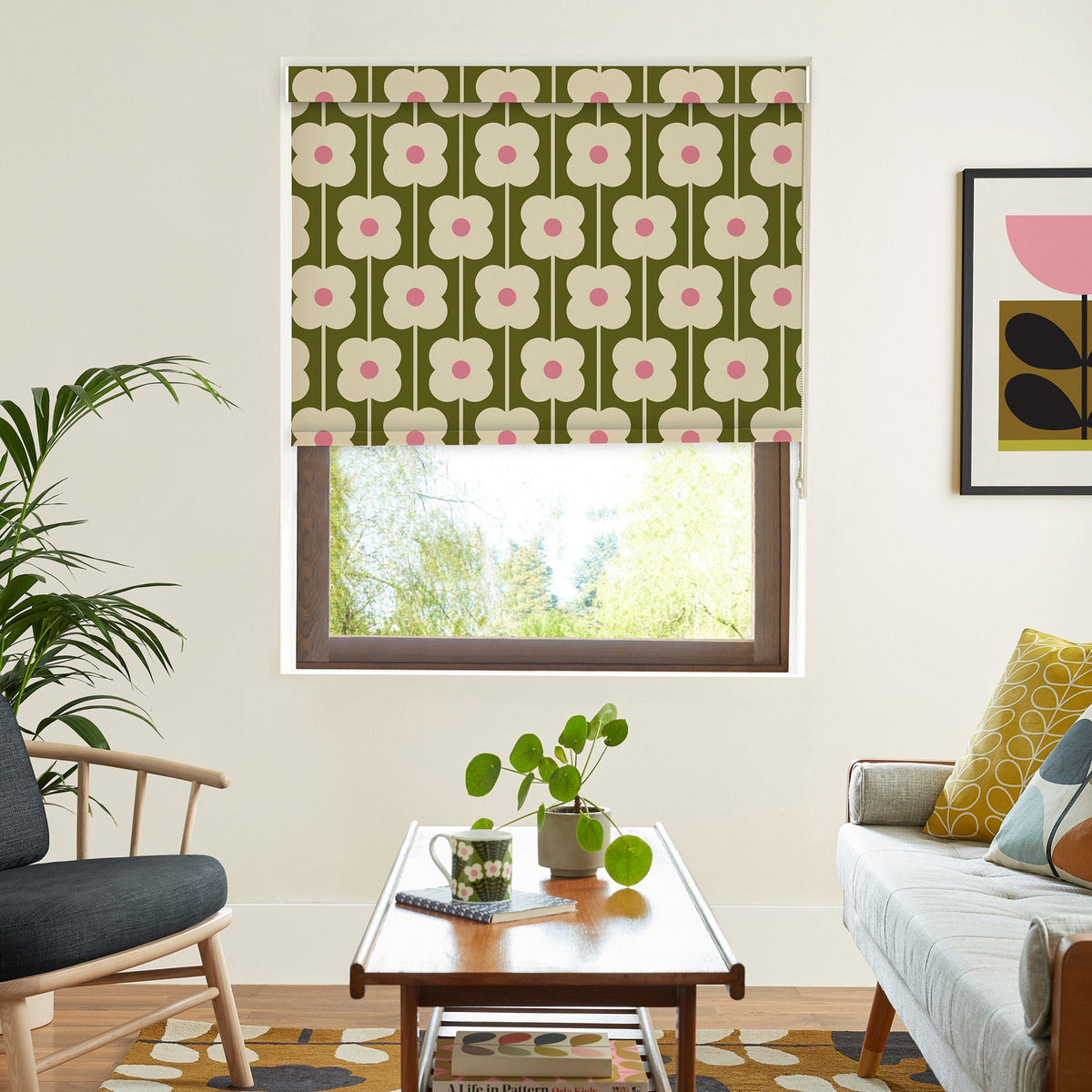 Orla Kiely Abacus Flower Translucent Made To Measure Roller Blind Seagrass