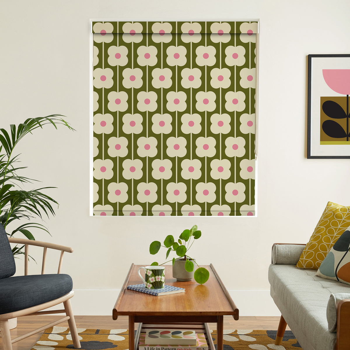 Orla Kiely Abacus Flower Blackout Made To Measure Roller Blind Seagrass
